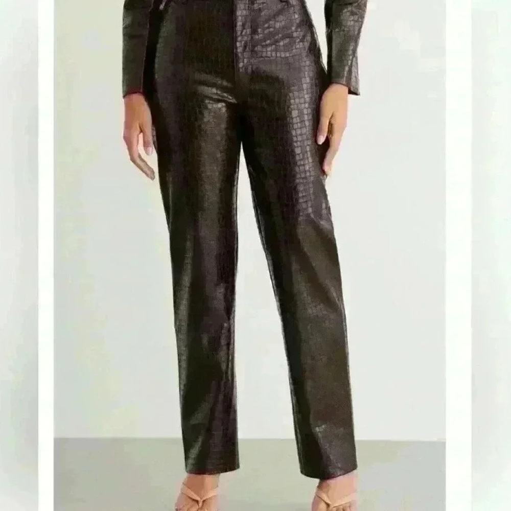 Dynamite brown faux leather Croc-Pattern Pants